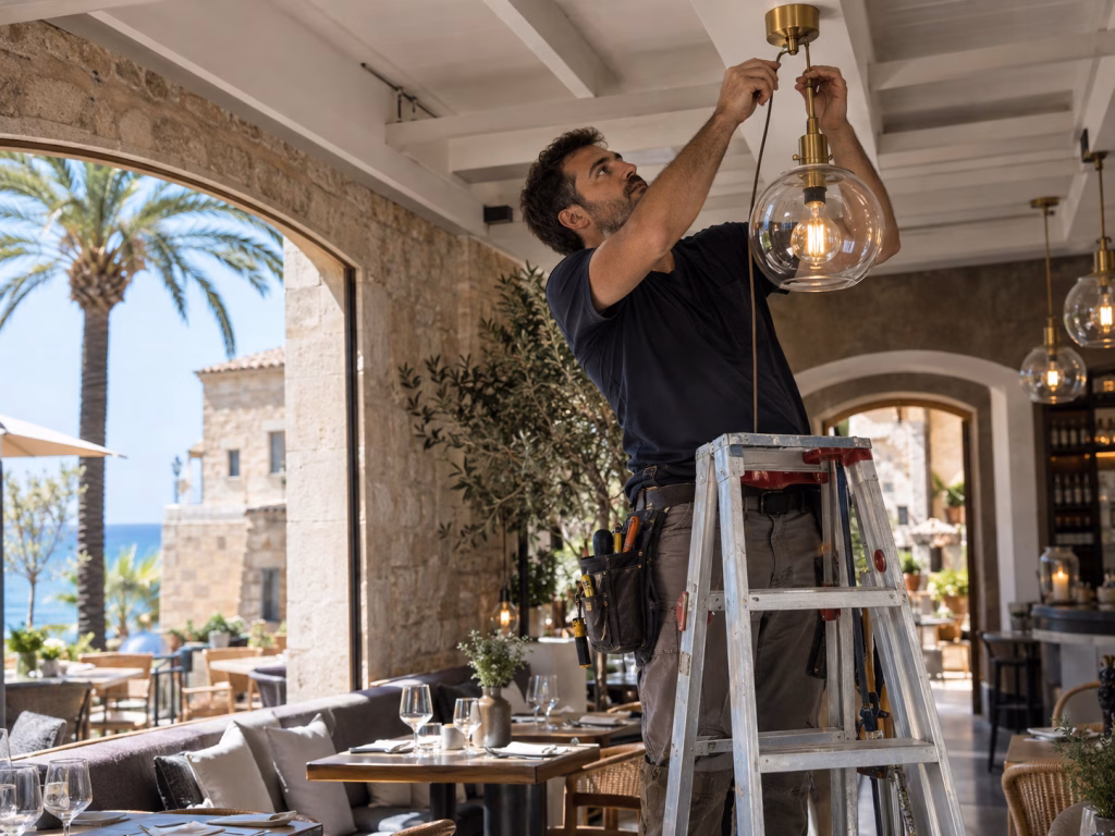 Elektriker bei der Elektroinstallation auf Mallorca